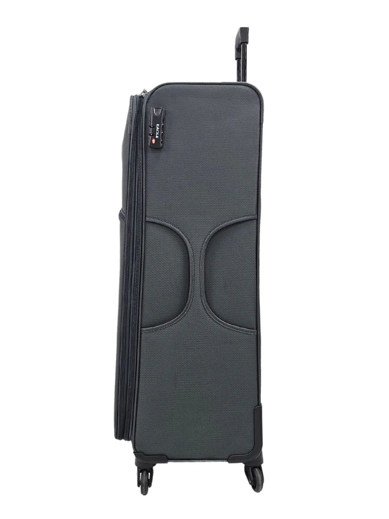 Soft Case Suitcase 4 Wheels Cabin Check In Hand Luggage Trolley Pin Combination Zipped Compartments