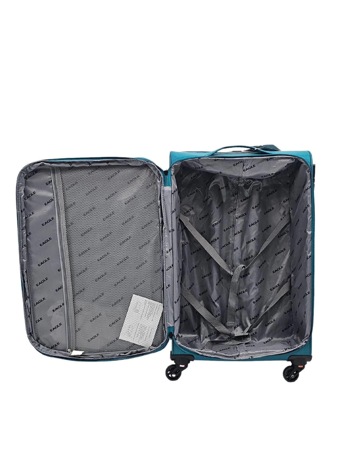 Soft Case Suitcase 4 Wheels Cabin Check In Hand Luggage Trolley Pin Combination Zipped Compartments