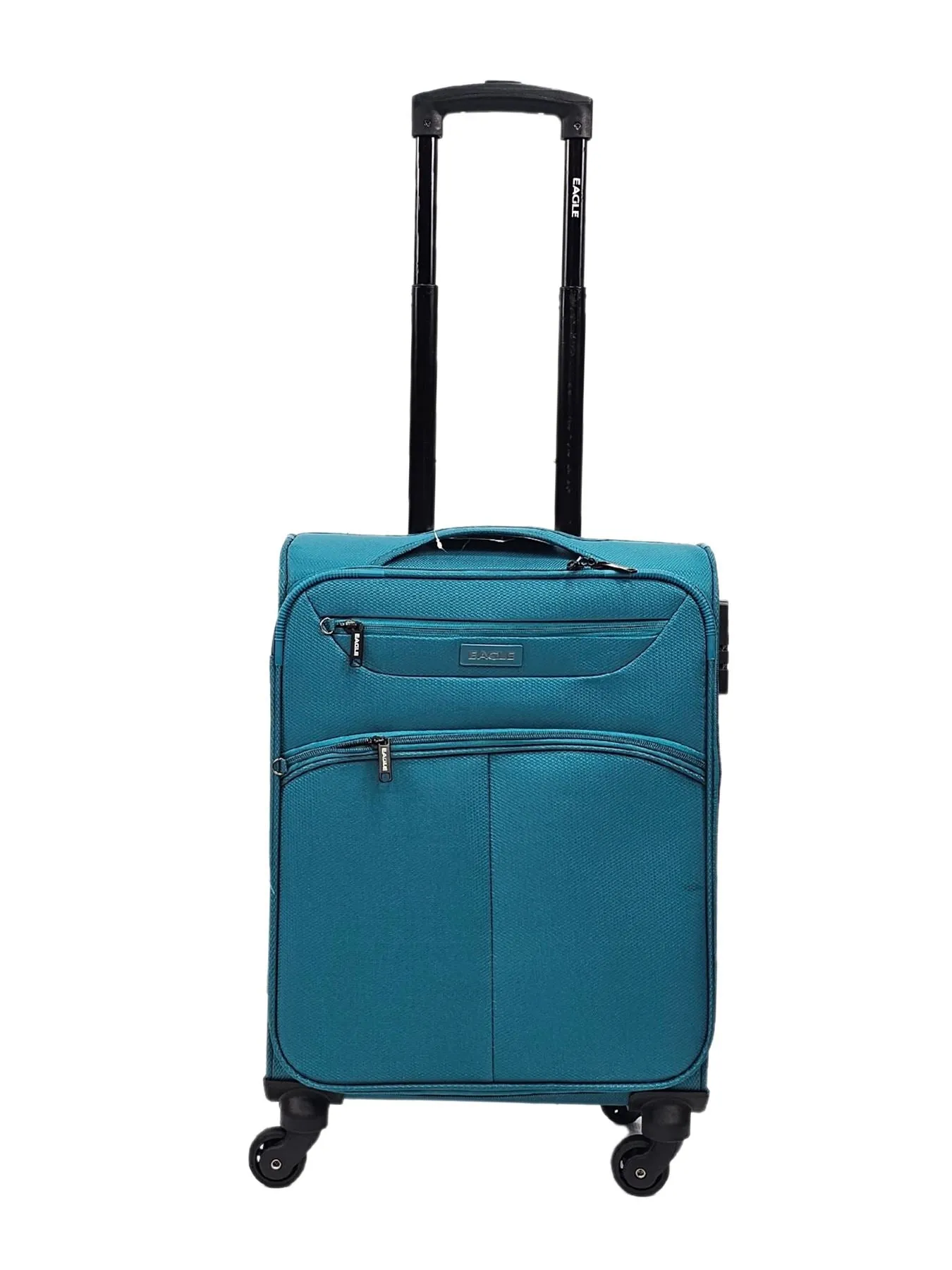 Soft Case Suitcase 4 Wheels Cabin Check In Hand Luggage Trolley Pin Combination Zipped Compartments