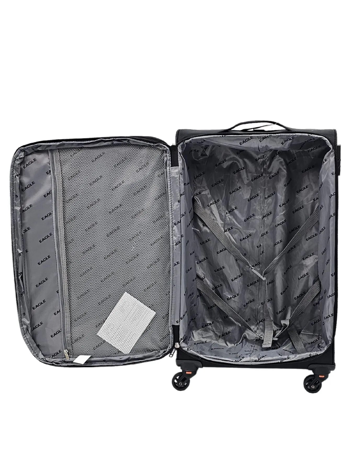 Soft Case Suitcase 4 Wheels Cabin Check In Hand Luggage Trolley Pin Combination Zipped Compartments