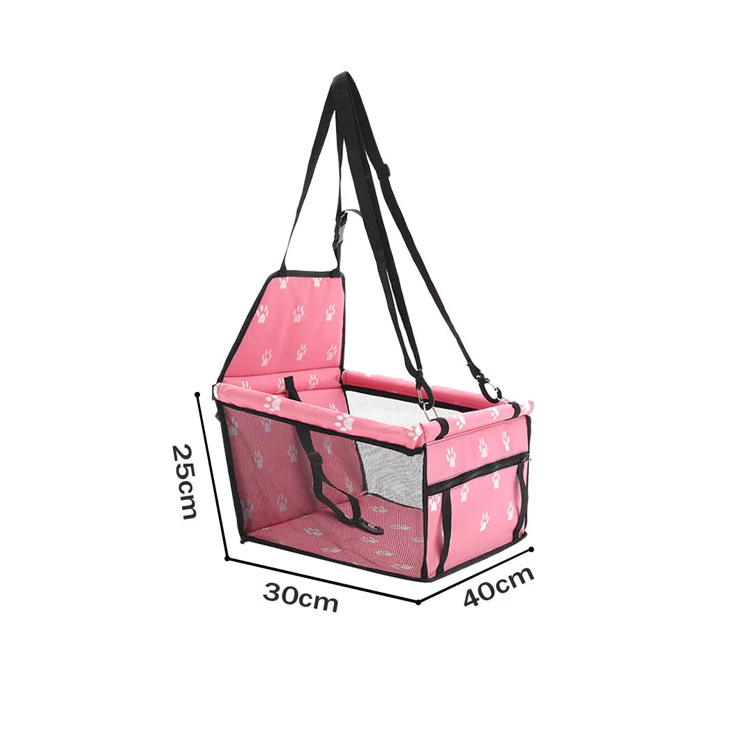 SOGA 2X Waterproof Pet Booster Car Seat Breathable Mesh Safety Travel Portable Dog Carrier Bag Pink