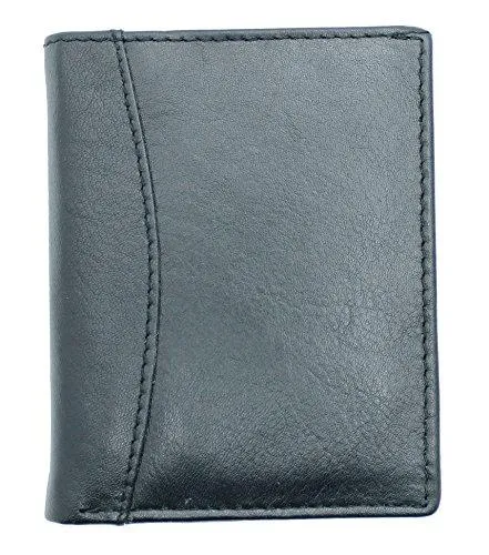 STARHIDE Small Wallet Leather Credit Cardholder 20 Removable Plastic Sleeves 603 Black