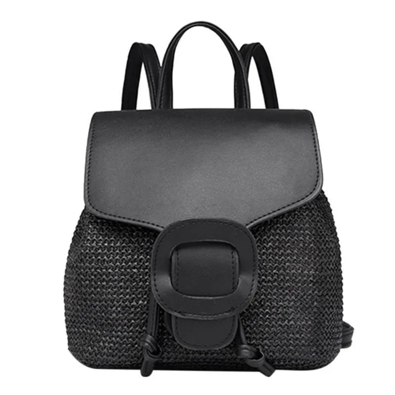 Straw Arcuate Shoulder Strap Flap Backpack