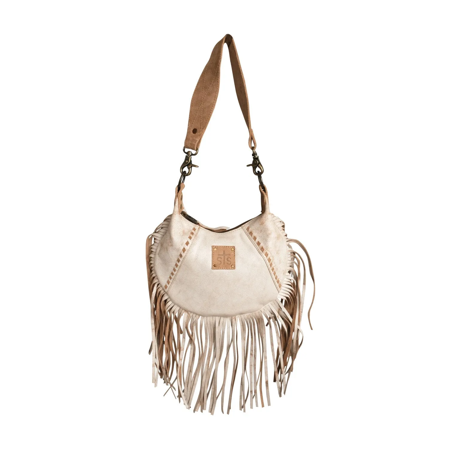 STS Ranchwear Womens Cremello Nellie Fringe White/Tan Leather Handbag Bag