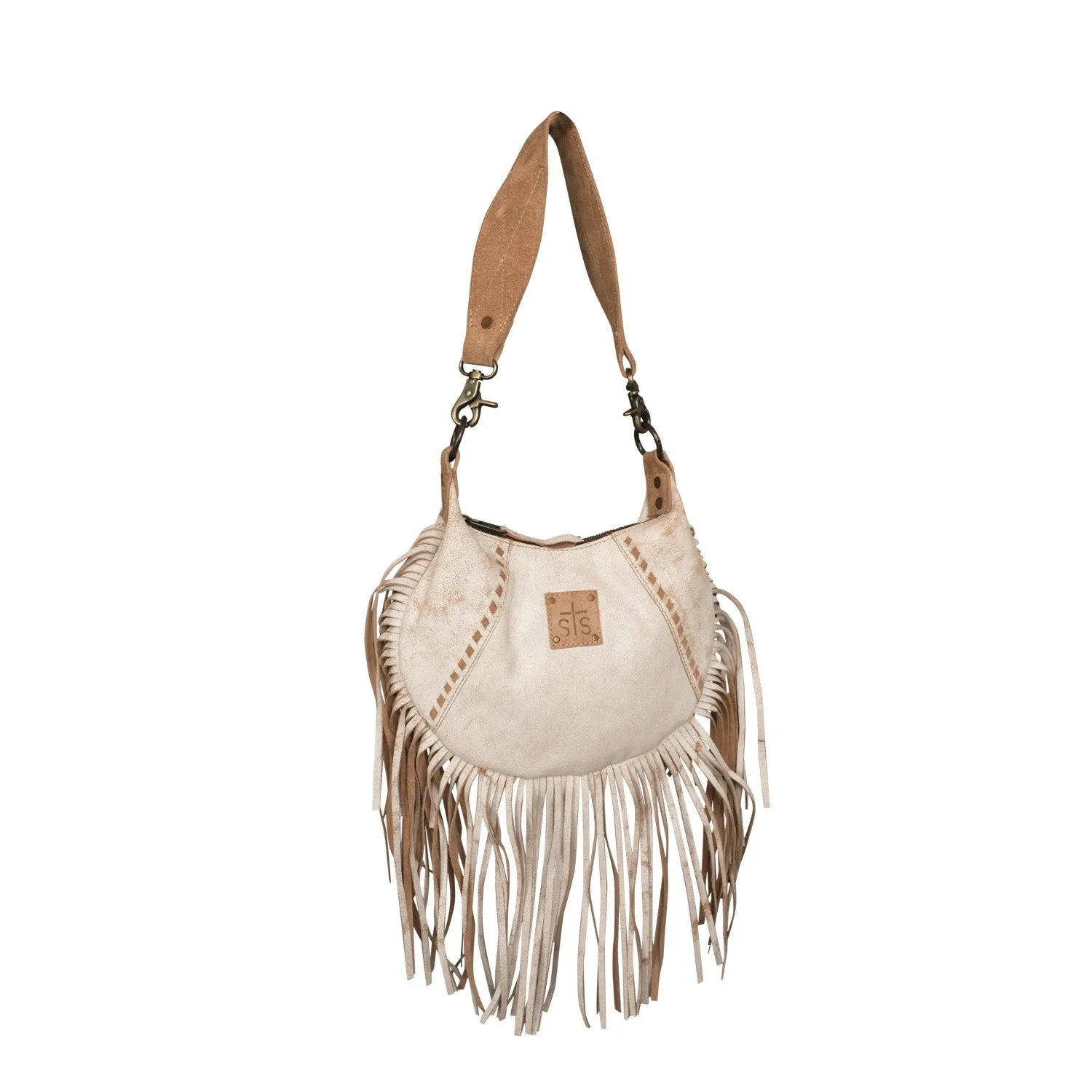 STS Ranchwear Womens Cremello Nellie Fringe White/Tan Leather Handbag Bag