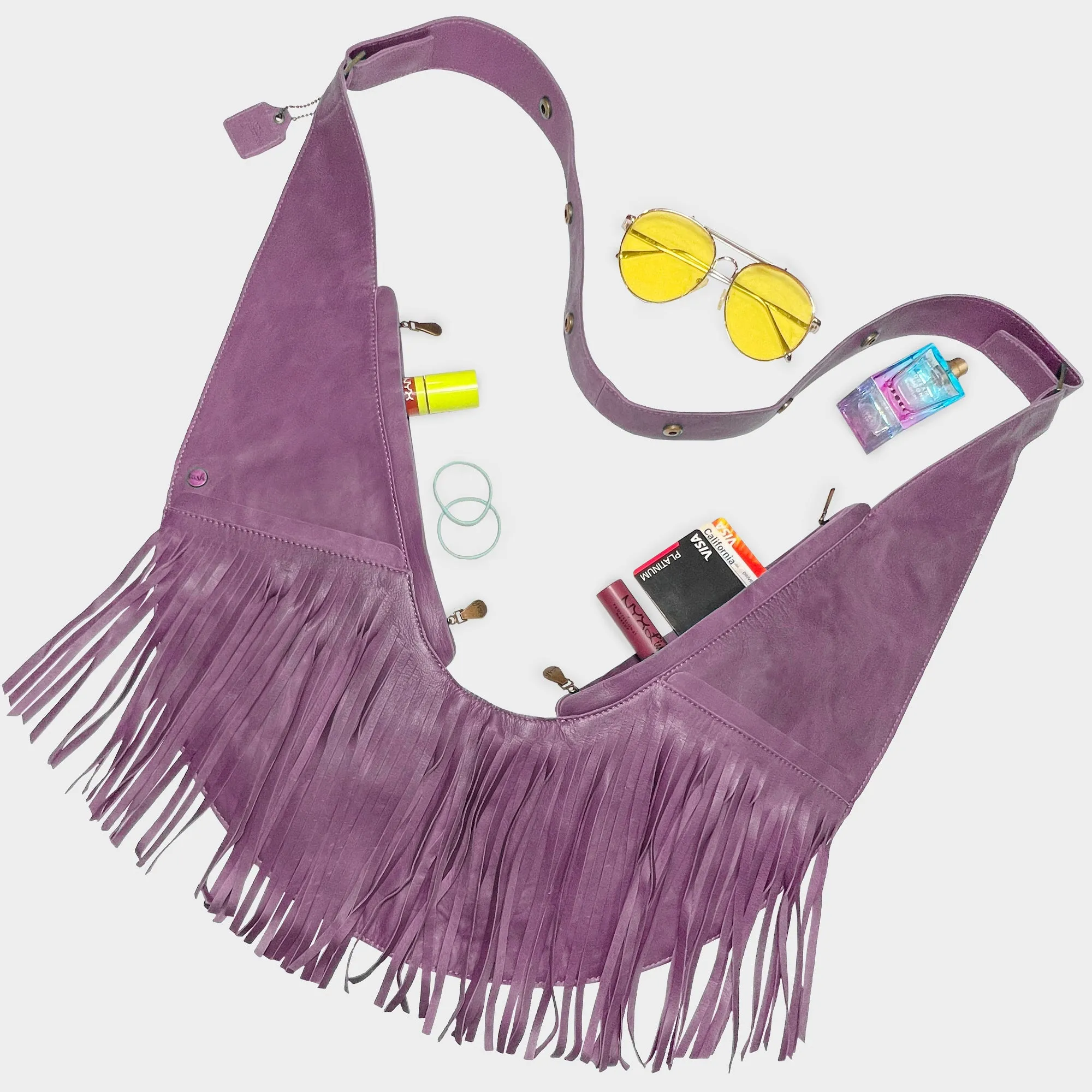 Suubi Leather Fringe Sash Bag