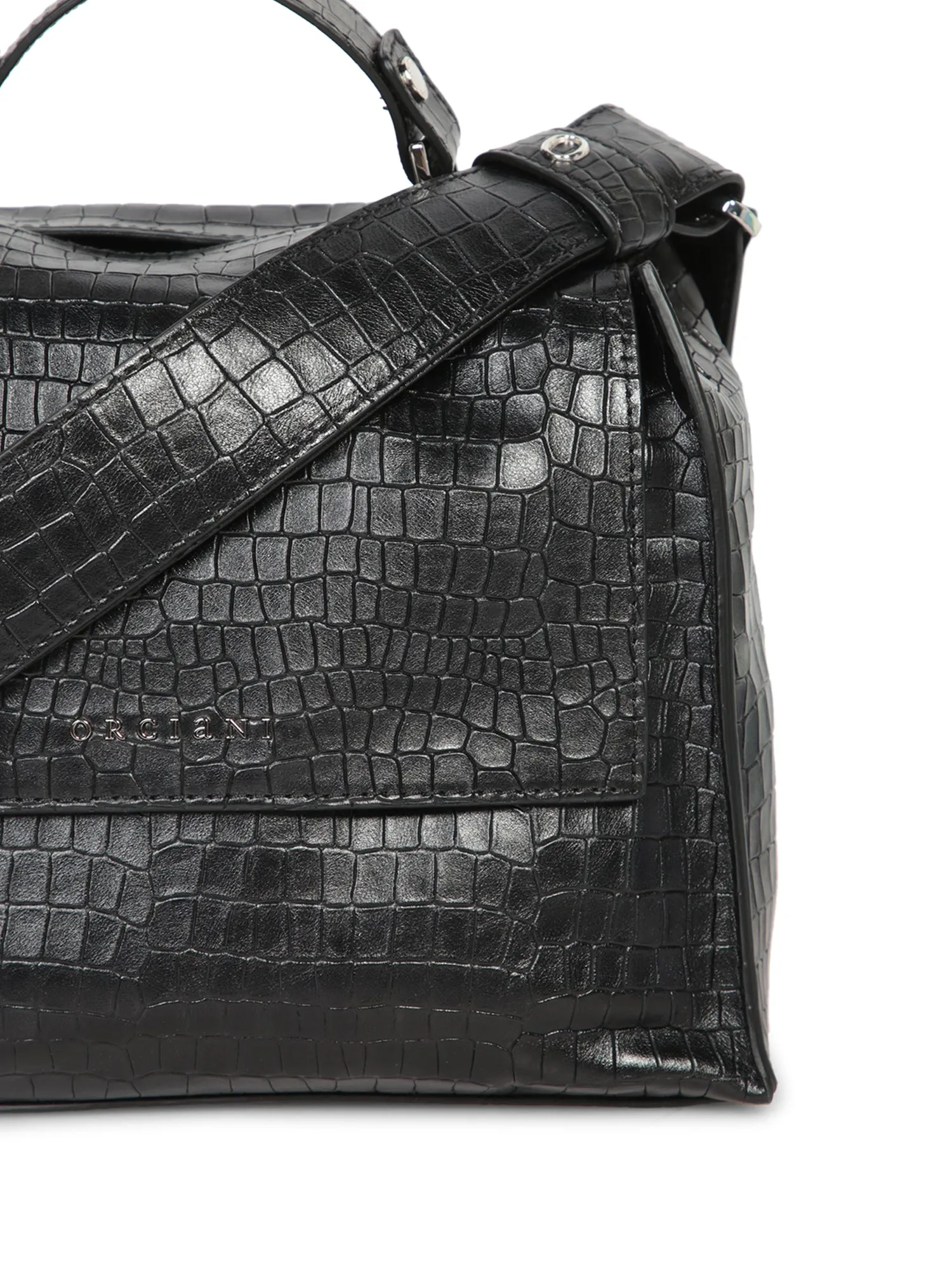 Sveva Crocodile Black Bag