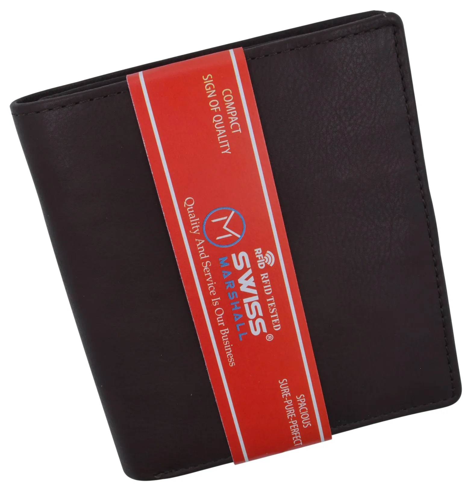 Swiss Marshall RFID Hipster Bifold Mens Premium Leather 2 ID Card Holder Slim Wallet