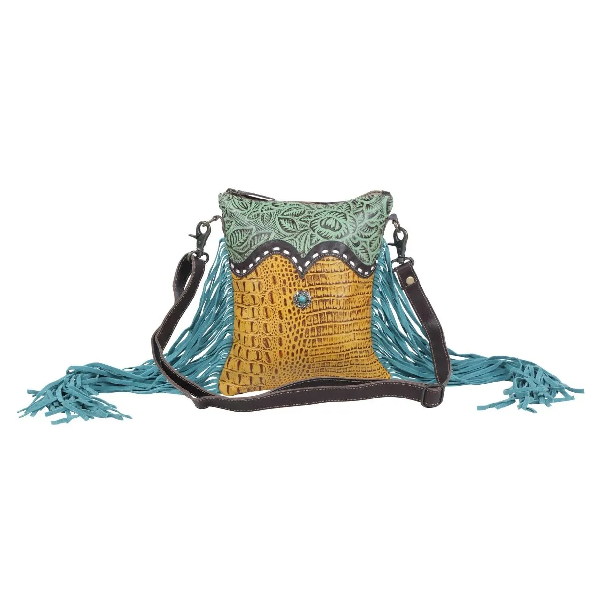 Tales Gem Leather Fringe Shoulder Bag