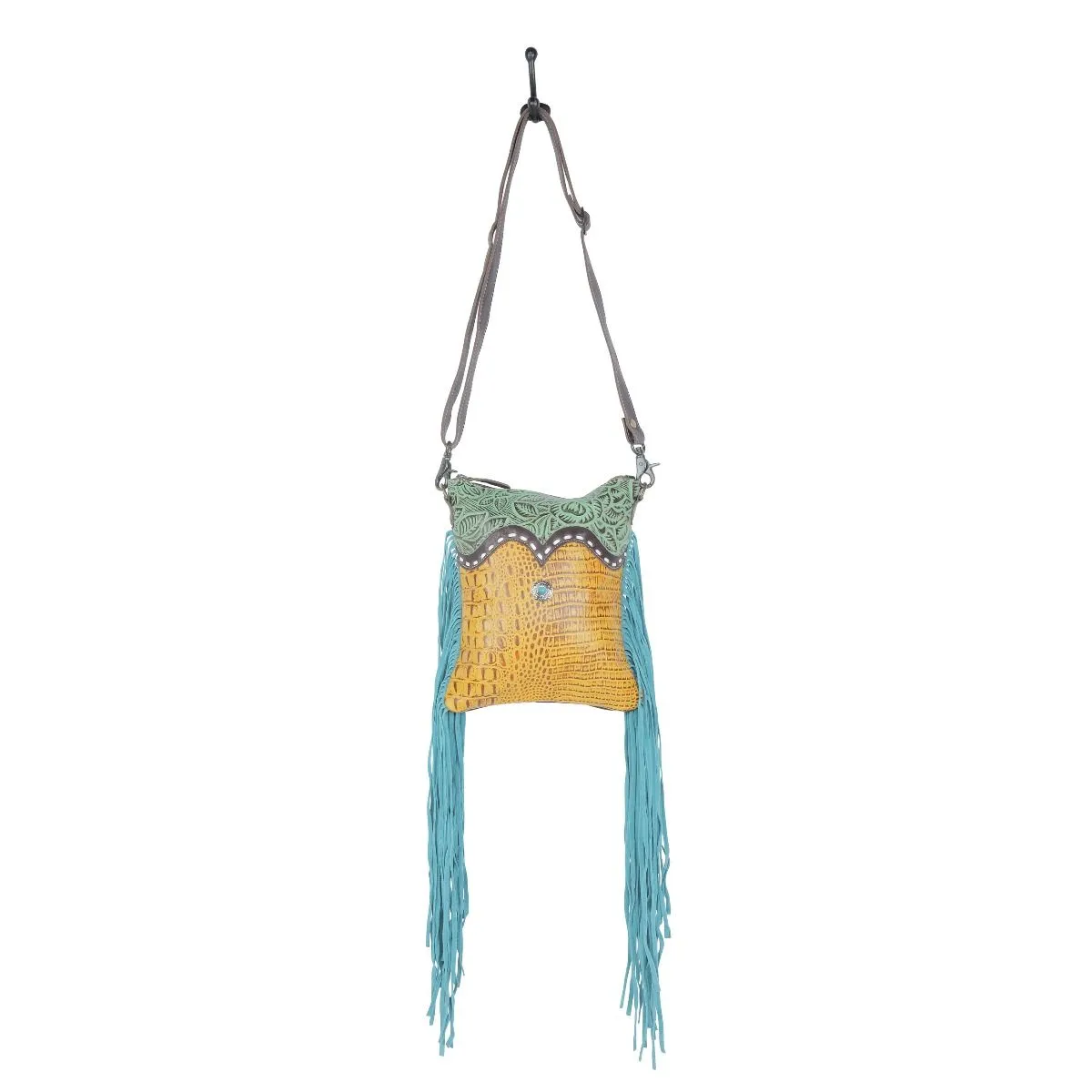 Tales Gem Leather Fringe Shoulder Bag