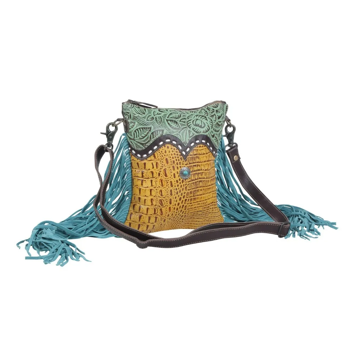 Tales Gem Leather Fringe Shoulder Bag