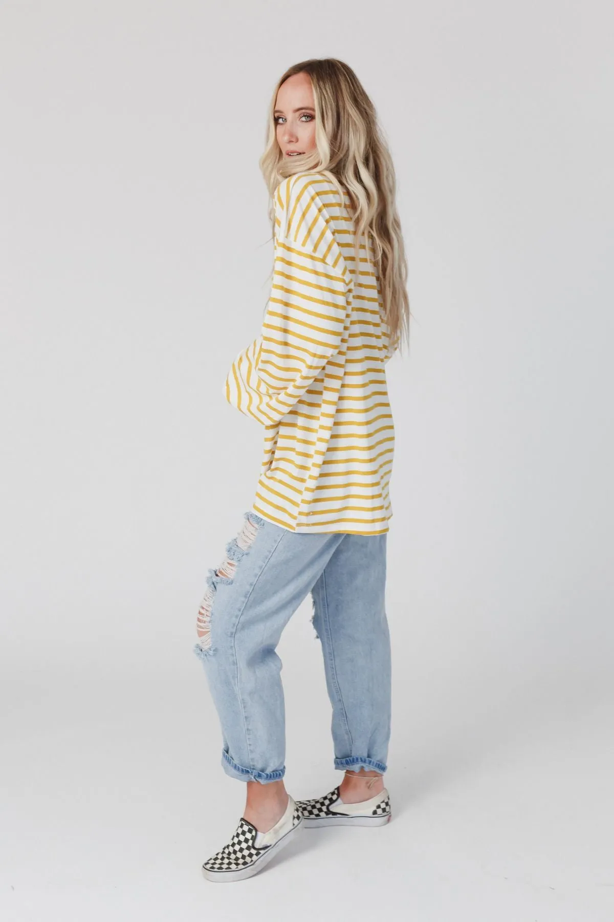 Team Spirit Oversized Stripe Top - Yellow