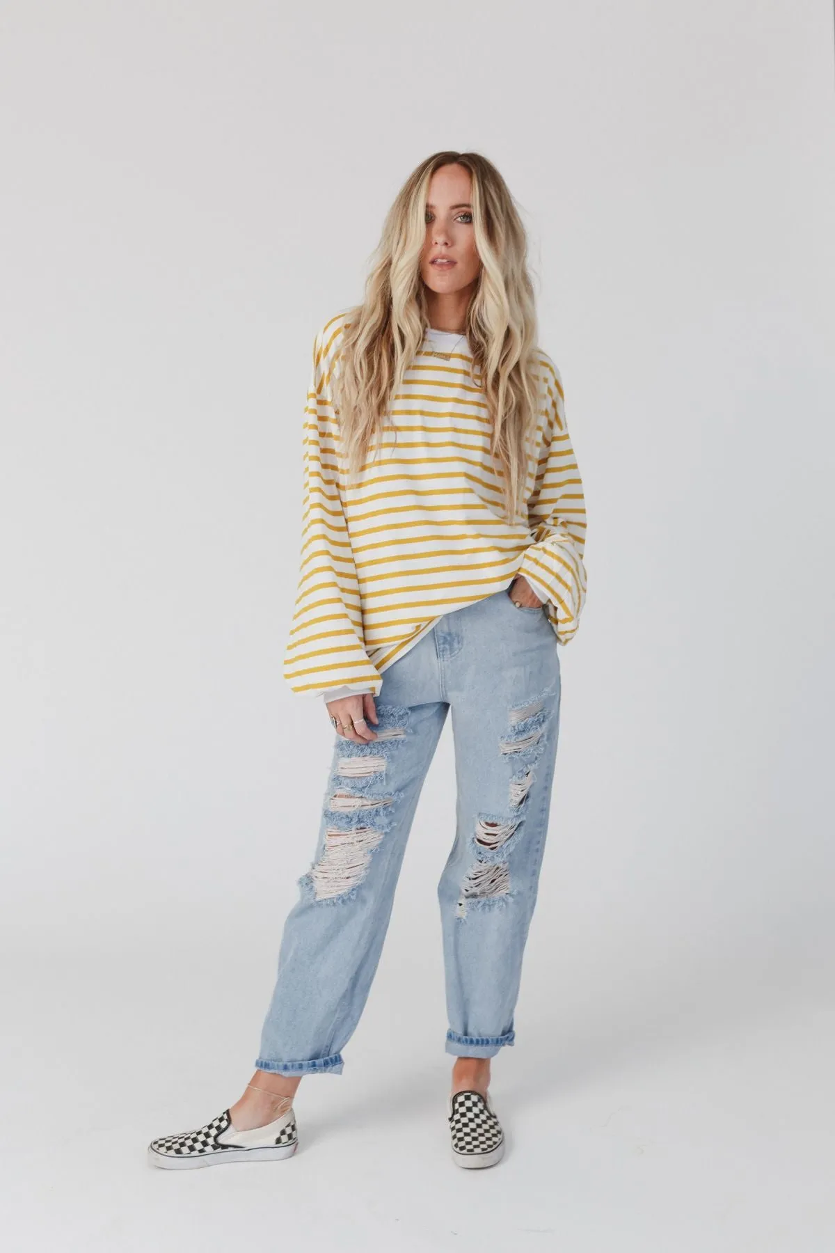 Team Spirit Oversized Stripe Top - Yellow