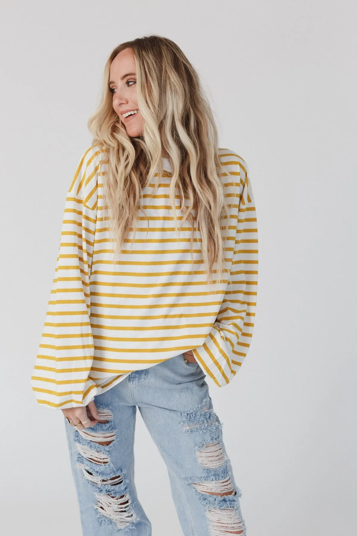 Team Spirit Oversized Stripe Top - Yellow