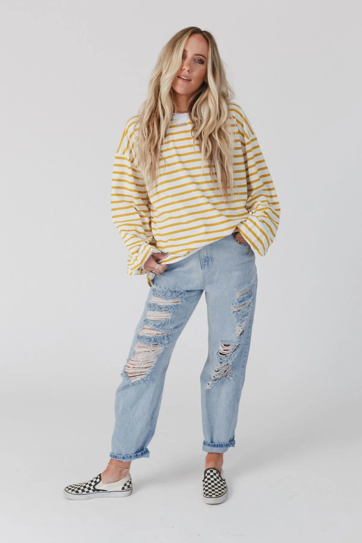 Team Spirit Oversized Stripe Top - Yellow