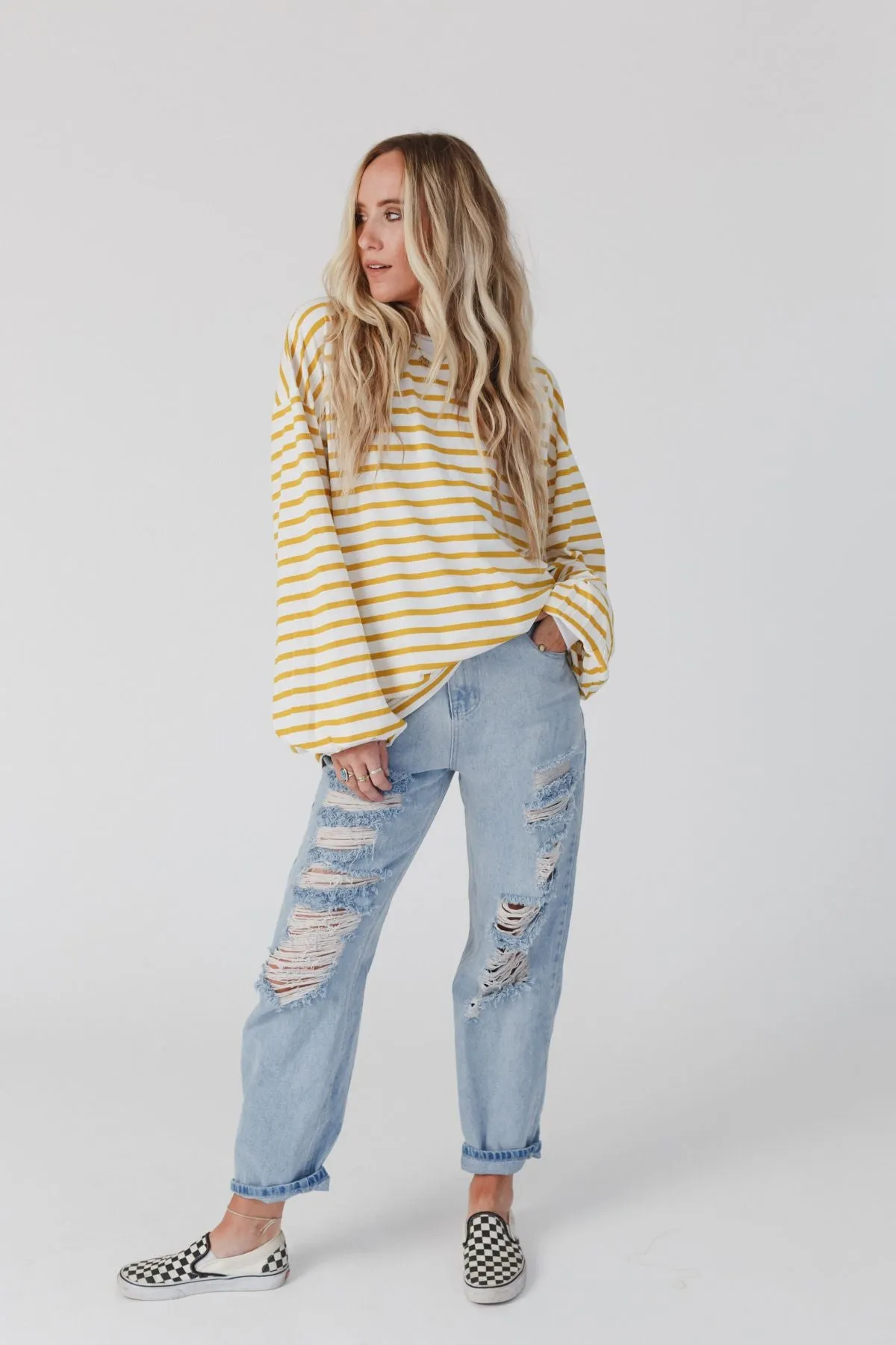 Team Spirit Oversized Stripe Top - Yellow