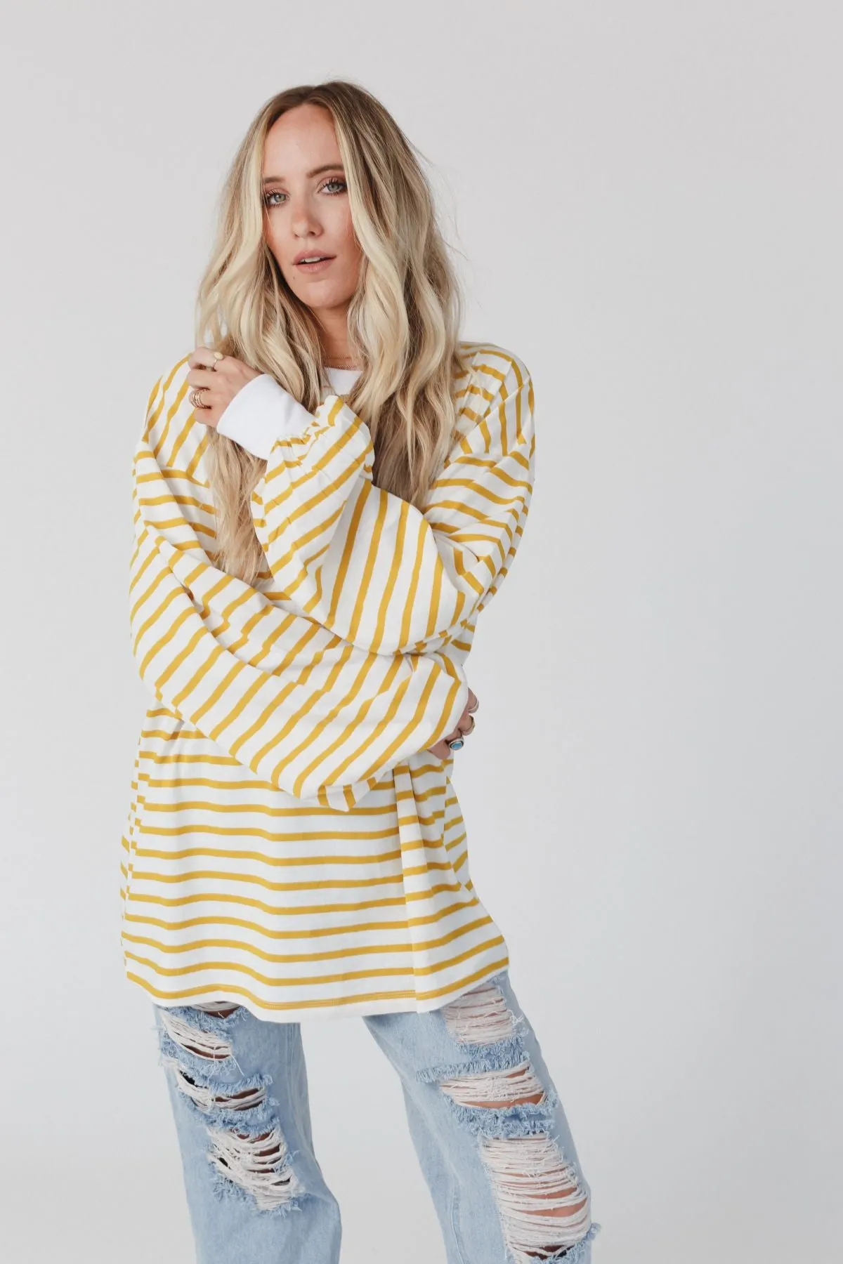 Team Spirit Oversized Stripe Top - Yellow