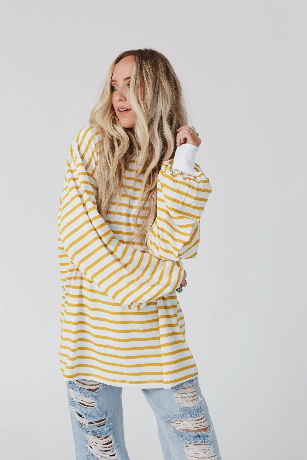 Team Spirit Oversized Stripe Top - Yellow