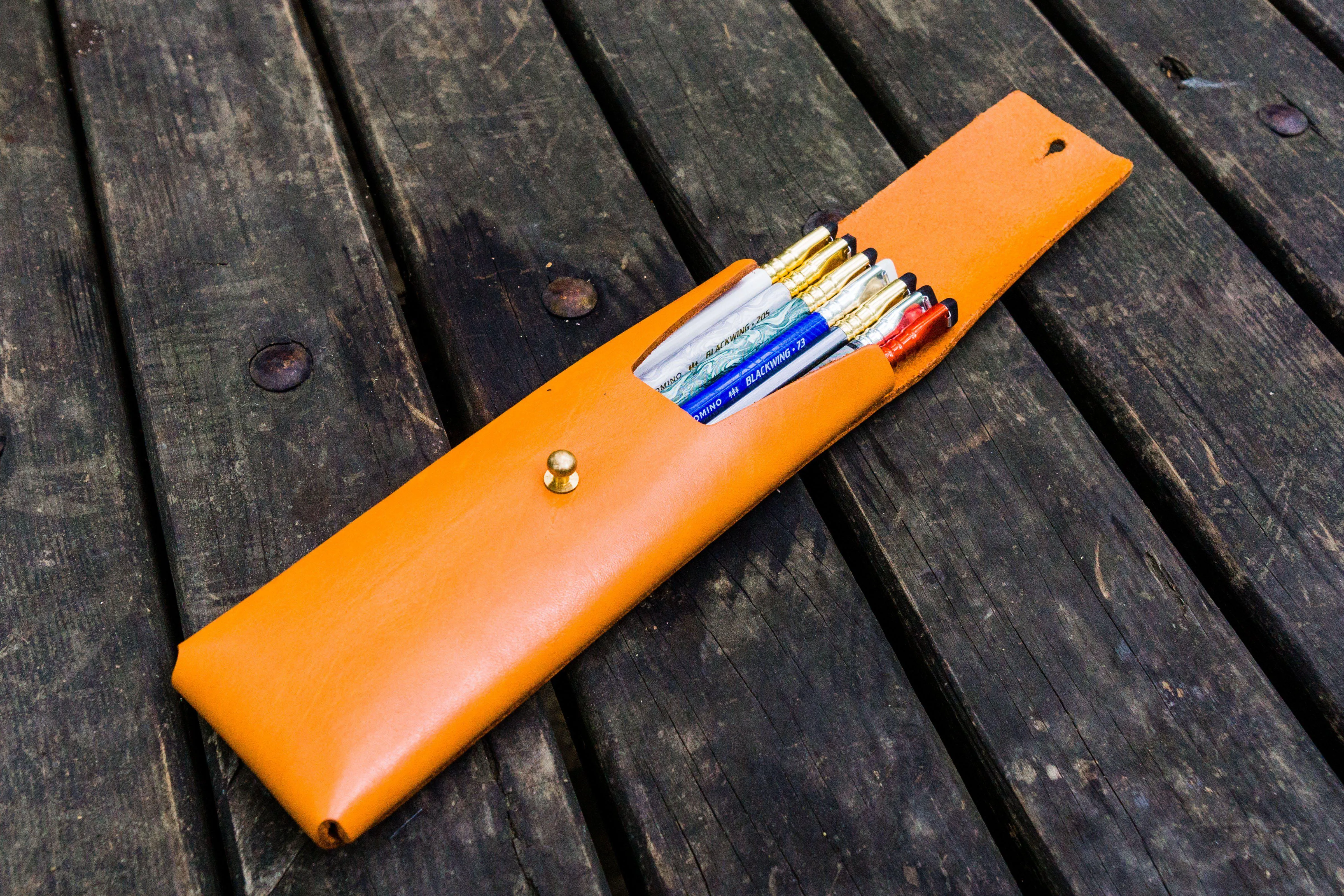 The Charcoal Leather Pencil Case for Blackwing Pencils - Orange