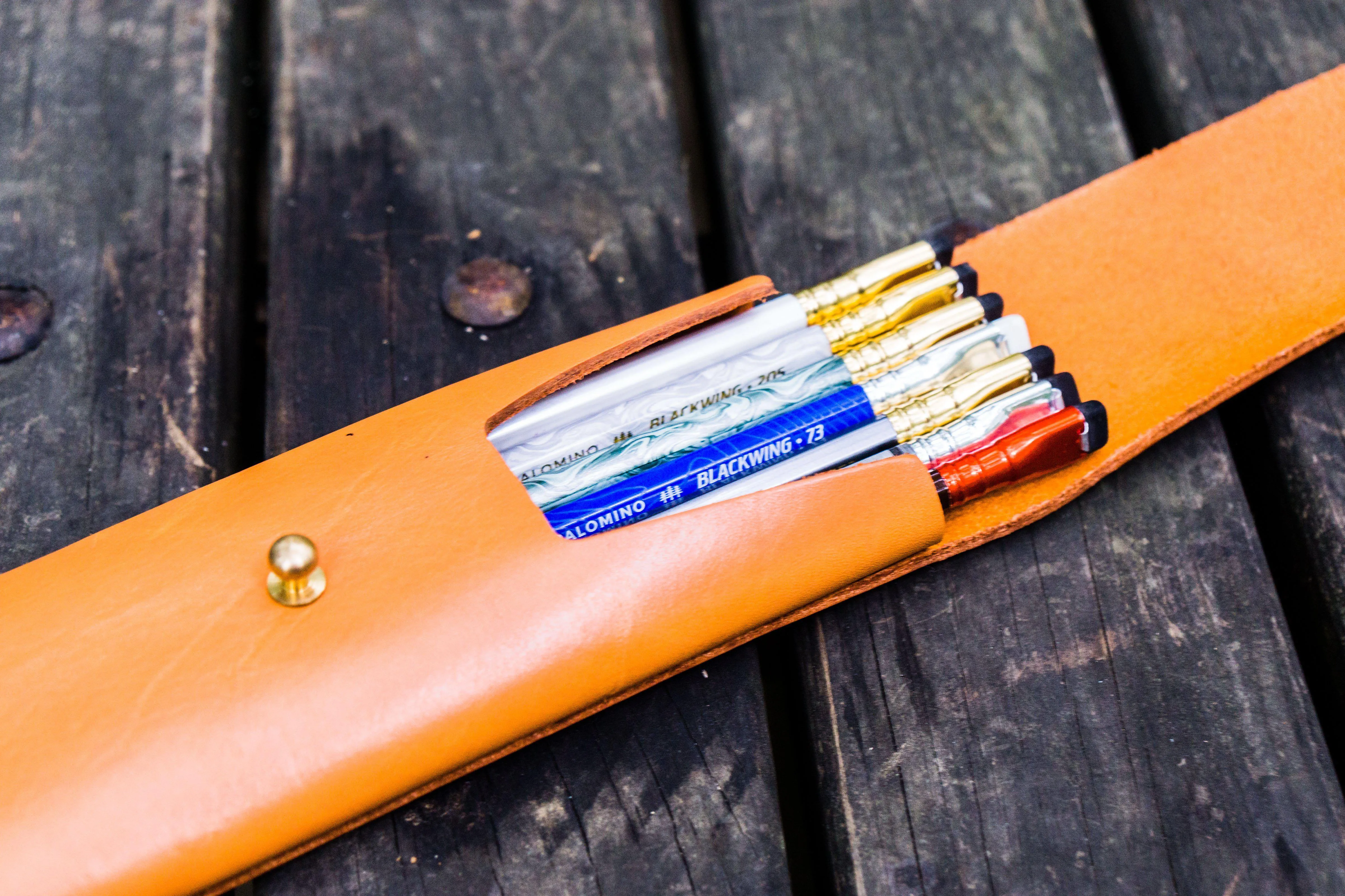 The Charcoal Leather Pencil Case for Blackwing Pencils - Orange