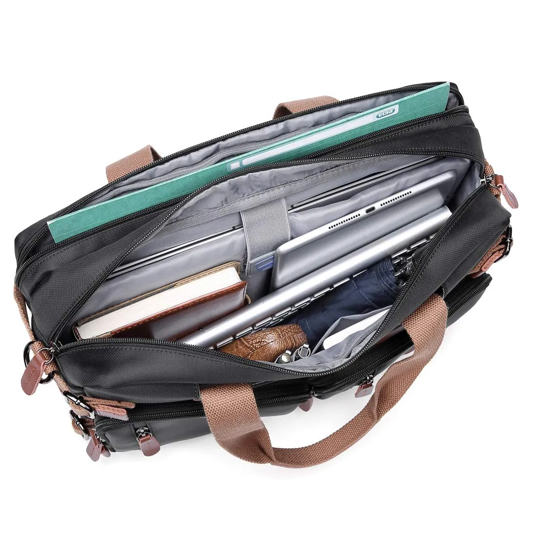 THE CLOWNFISH 3 in 1 Convertible Laptop Messenger Bag | Adjustable Straps | 15.6 inch | Black