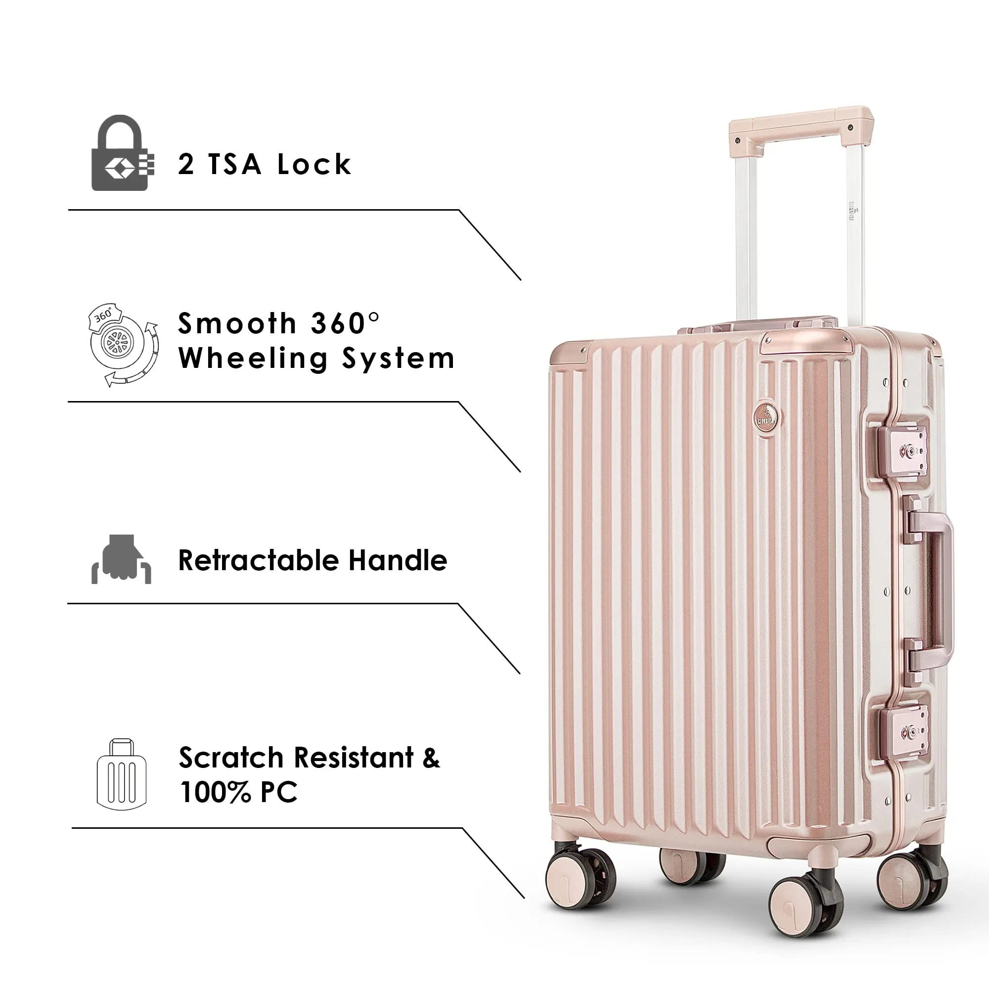 THE CLOWNFISH Combo of 2 Stark Series Luggage Polycarbonate Hard Case Suitcases Eight Wheel Trolley Bags with Double TSA Locks- Sky Blue (Medium 67 cm-26 inch, Small 57 cm-22 inch)