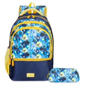 The Clownfish Edutrek Series Printed Polyester 36 L School Backpack with Pencil/Stationery Pouch School Bag Front Zip Pocket Daypack Picnic Bag For School Going Boys & Girls Age-10  years (Light Blue)