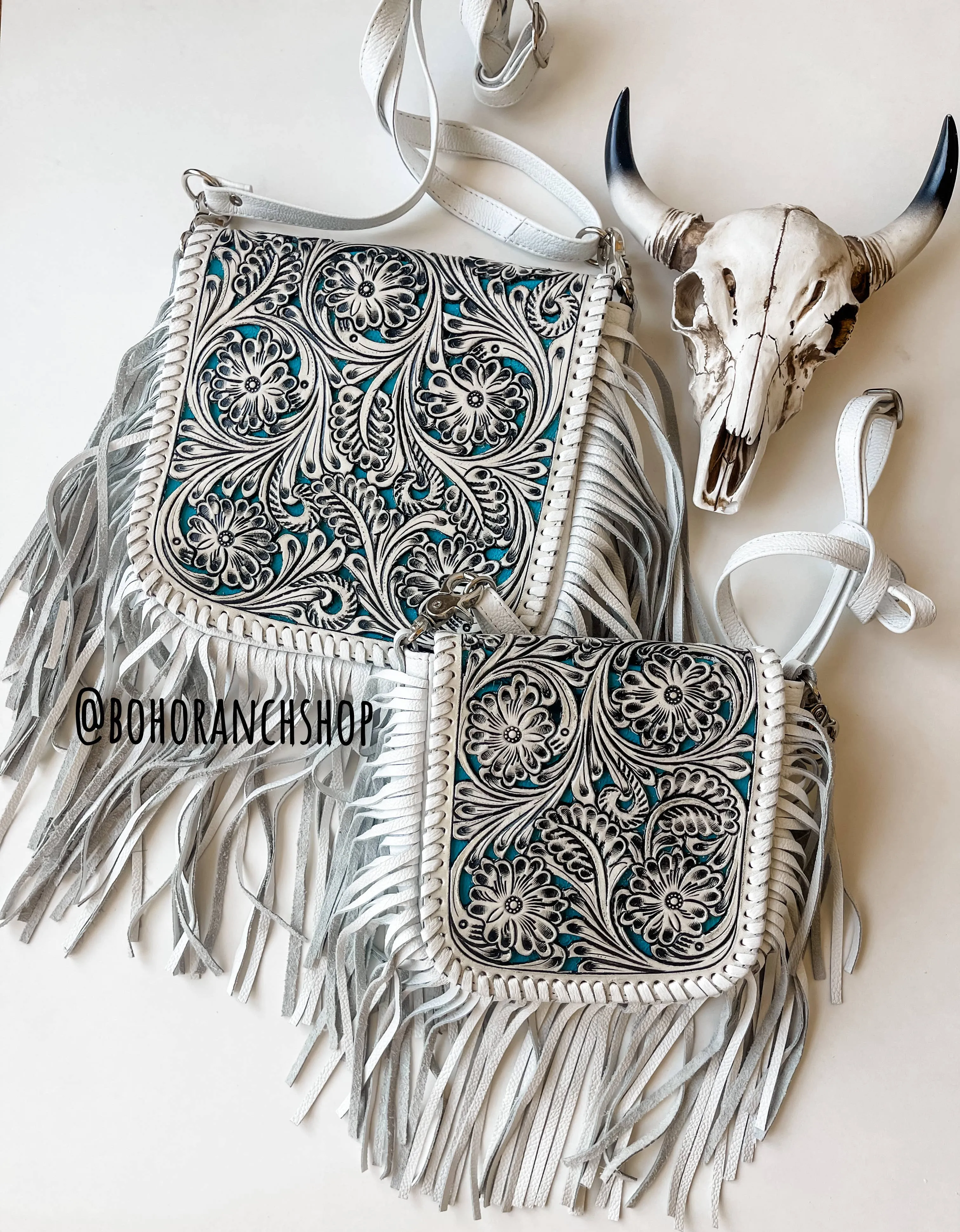 THE LEXIE CROSSBODY- WHITE - Lasercut Fringe Crossbody Purse