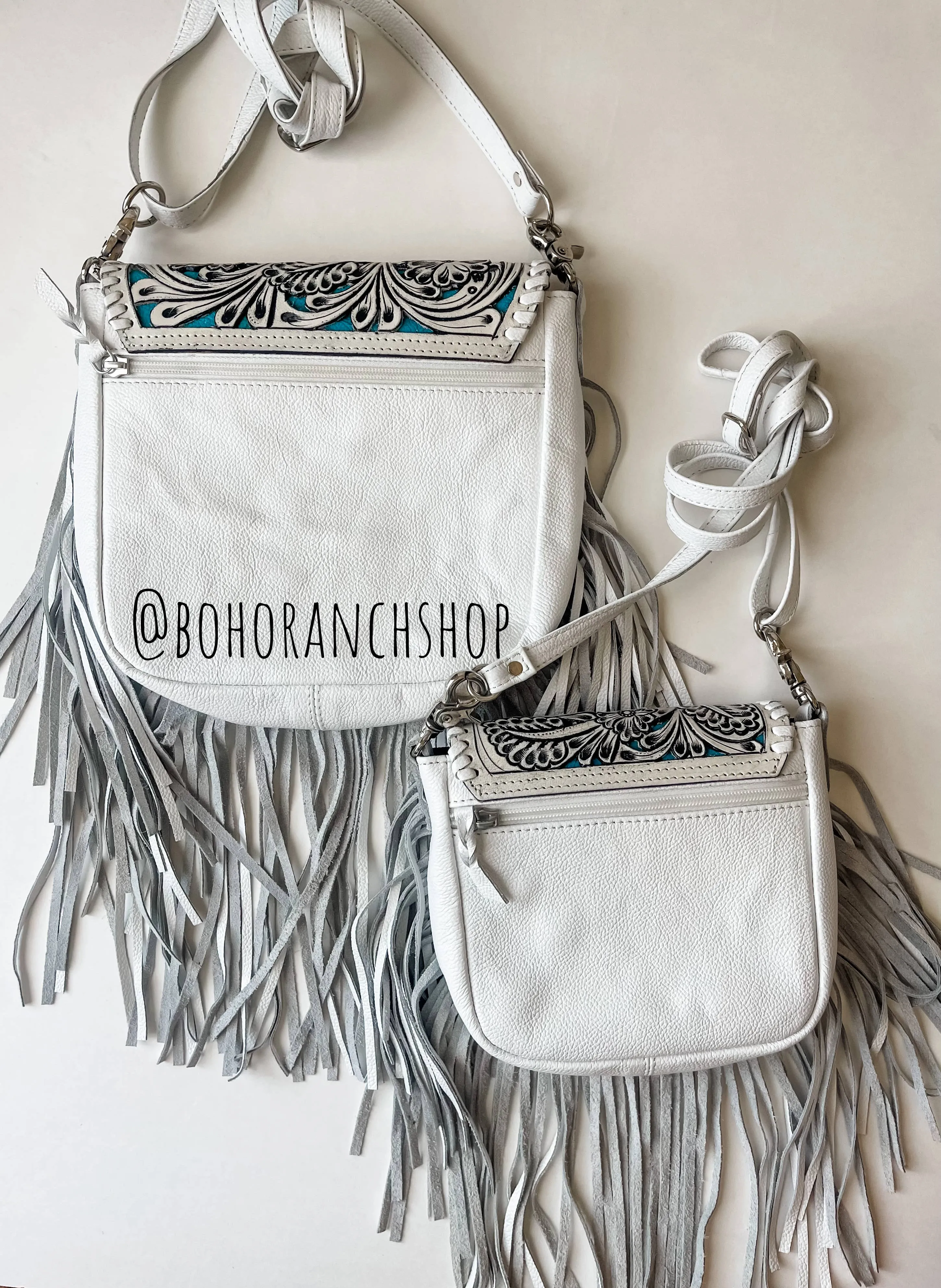 THE LEXIE CROSSBODY- WHITE - Lasercut Fringe Crossbody Purse