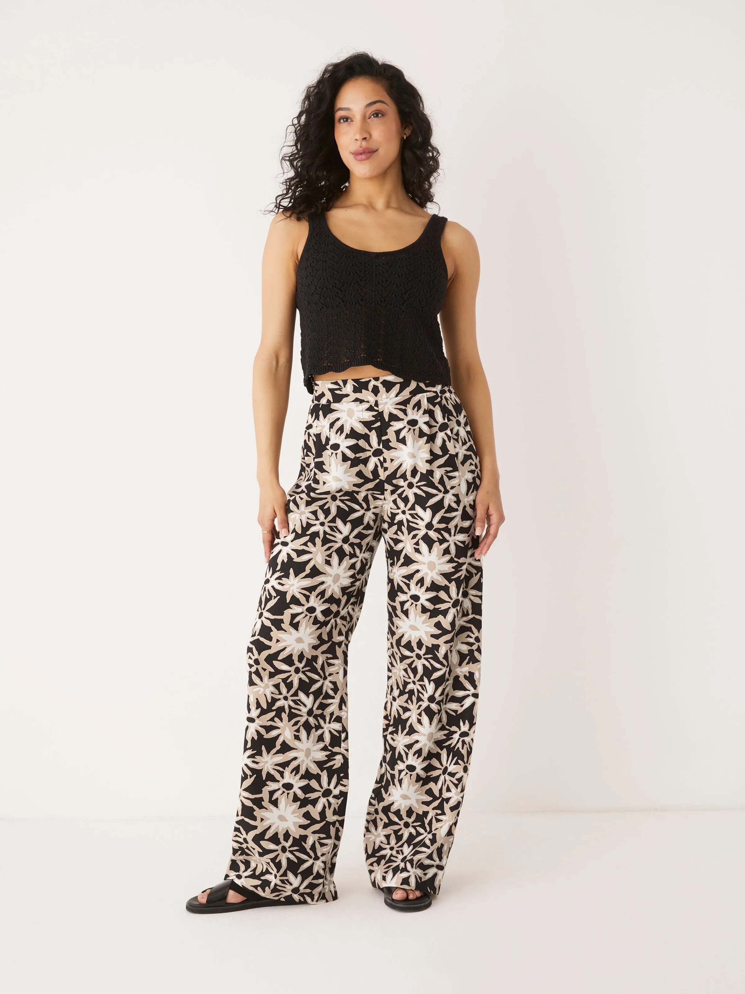 The Sally Wide Leg Fluid Pant in Black