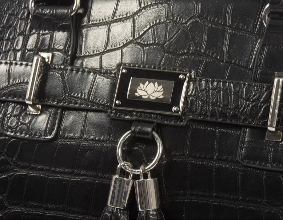 THE TIMELESS Black Alligator Rolling iPad, Tablet or Laptop Tote Carryall Bag