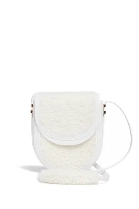 Tina Crossbody Bag in Ivory Nappa Leather with Cashmere Boucle