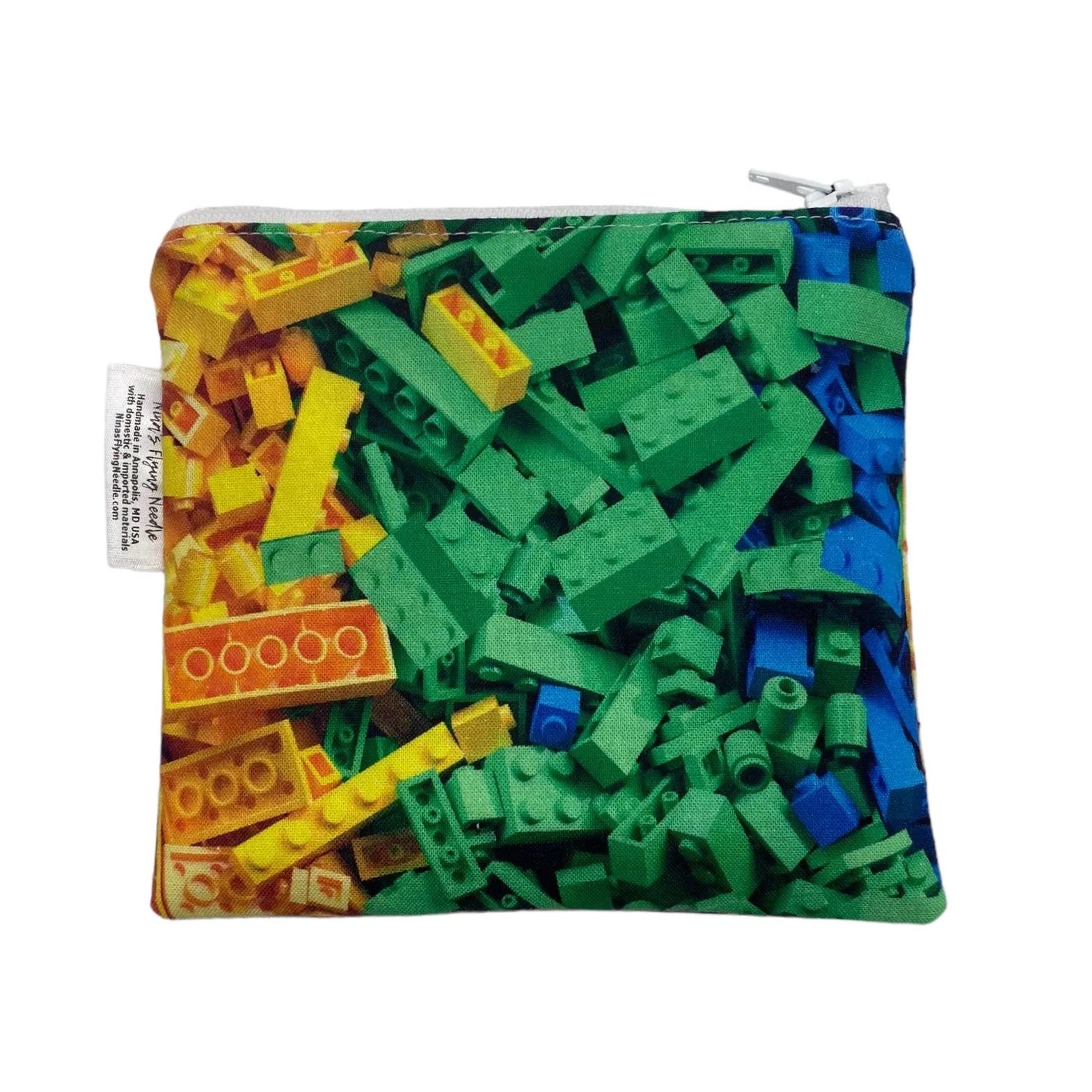 Toddler Sized Reusable Zippered Bag Building Bricks Primary