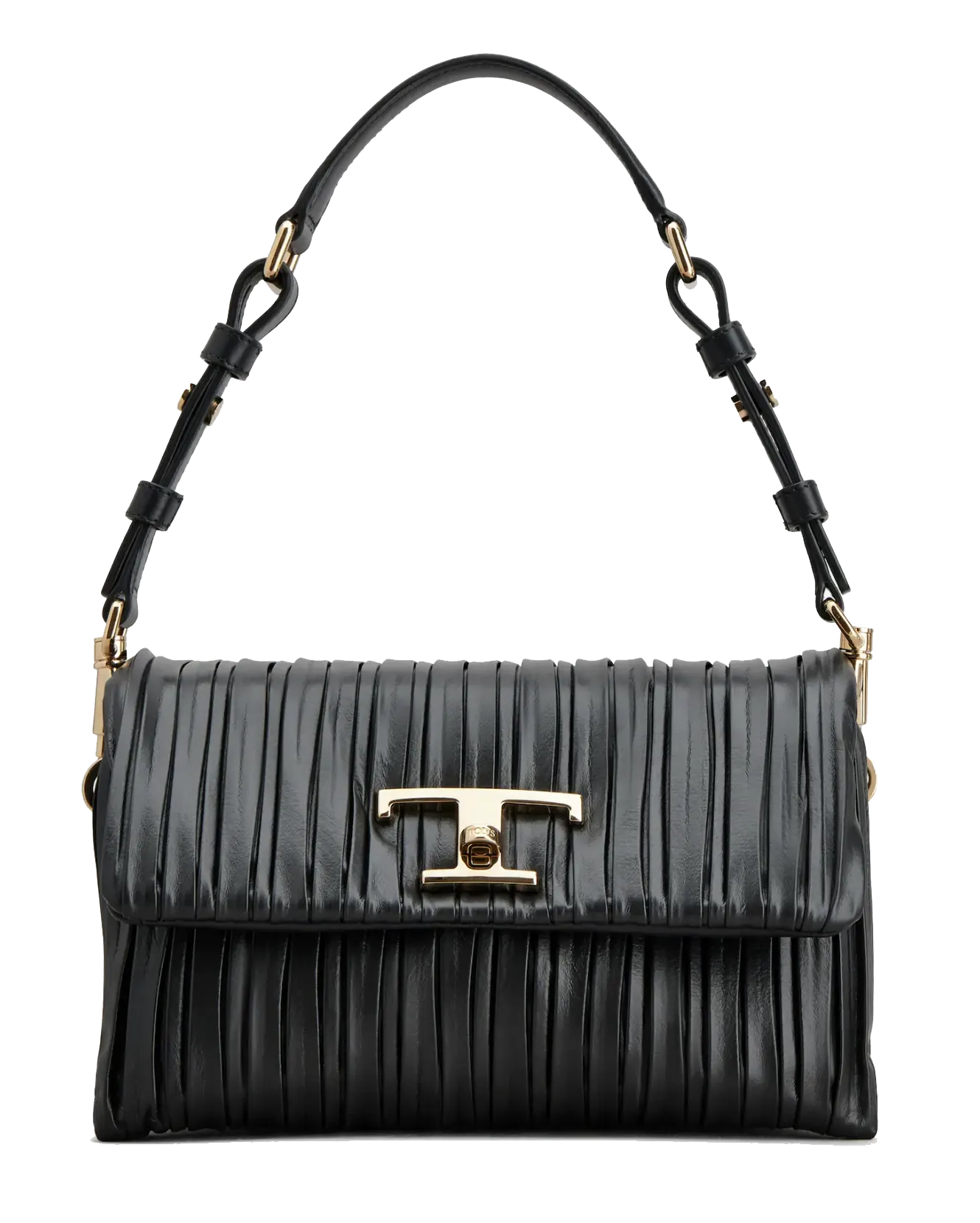 TODS T TIMELESS FLAP MEDIUM BAG IN BLACK