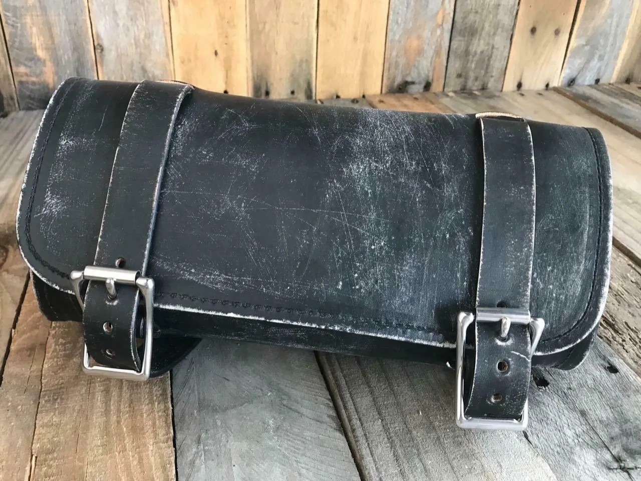 Tool Roll Harley Sportster Softail Chopper Bobber Indian Dyna Honda Blk Leather