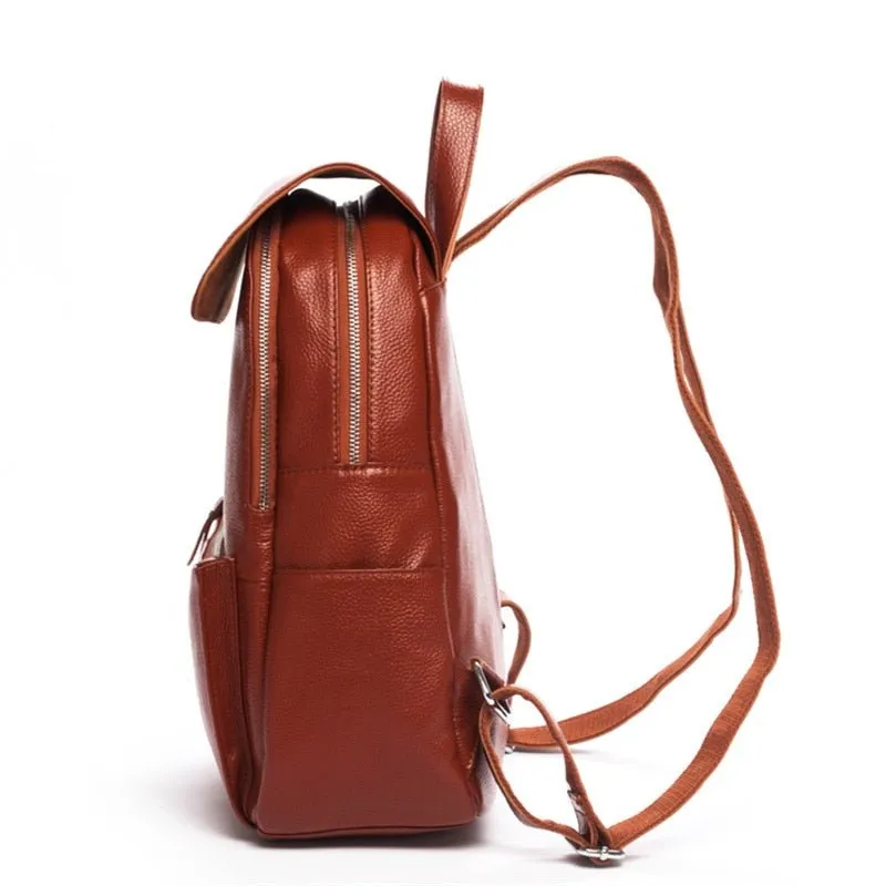 Top Grain Litchi Pattern Genuine Leather Cute Women's Backpack