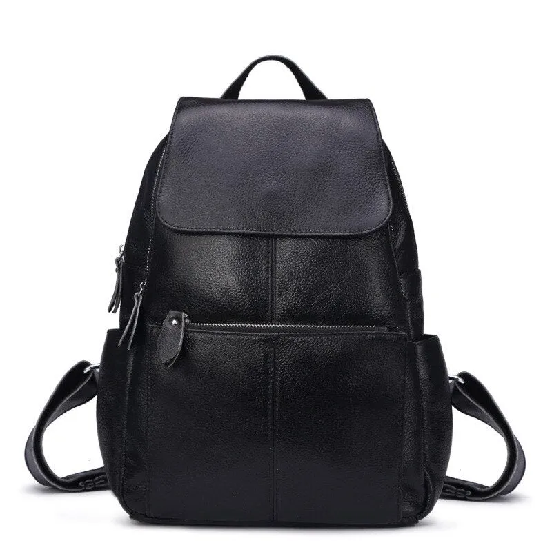 Top Grain Litchi Pattern Genuine Leather Cute Women's Backpack