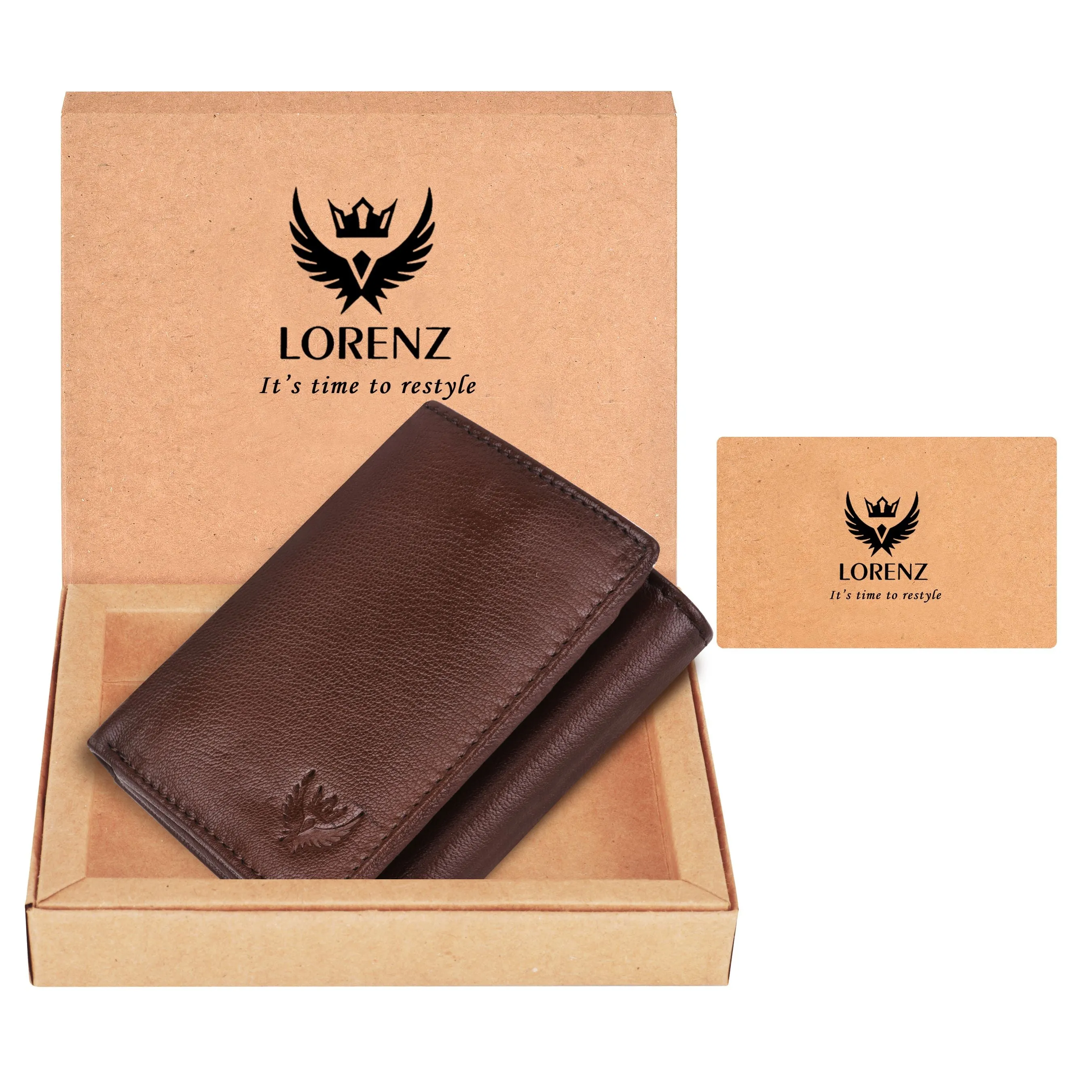 TriFold Closure Umber Brown RFID Blocking Leather Wallet for Men with ID Slot