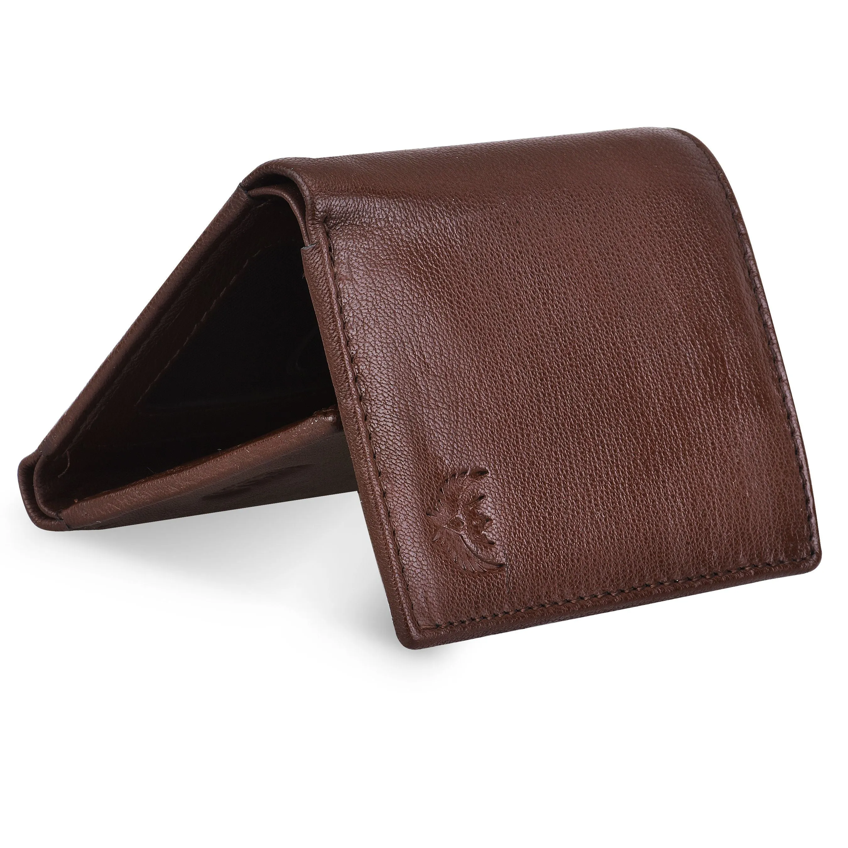 TriFold Closure Umber Brown RFID Blocking Leather Wallet for Men with ID Slot