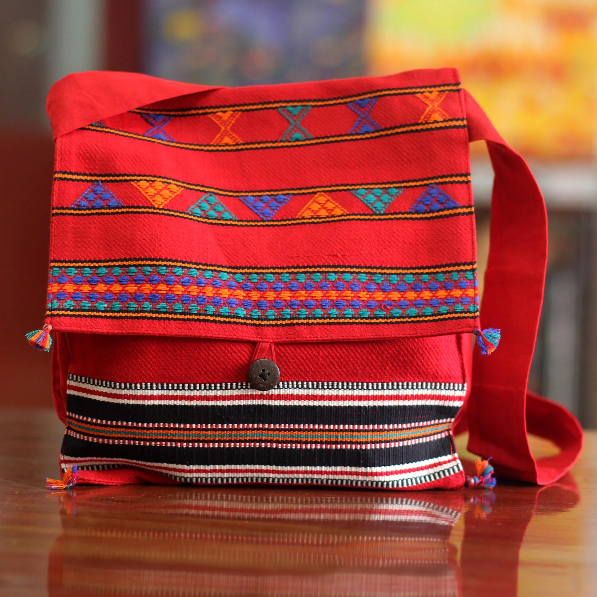 Unique Hand Woven Cotton Shoulder Bag - Rajasthan Rapture