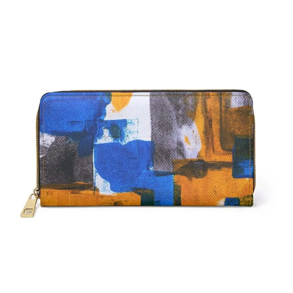 Uniquely You Womens Wallet - Zip Purse / Blue & Orange  Geometric