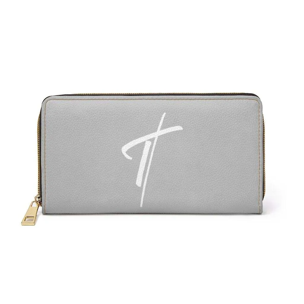 Uniquely You Womens Wallet - Zip Purse / Grey & White Cross