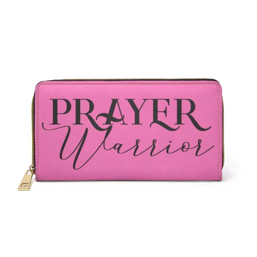 Uniquely You Womens Wallet - Zip Purse / Pink & Black Prayer Warrior