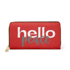 Uniquely You Womens Wallet - Zip Purse / Red & White Hello Peace