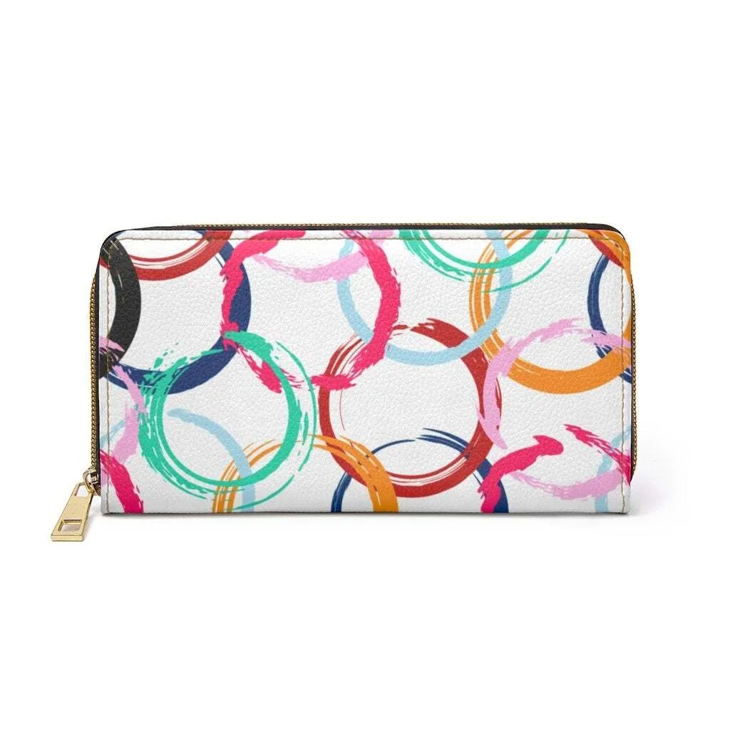 Uniquely You Womens Wallet - Zip Purse / White Multicolor Circular