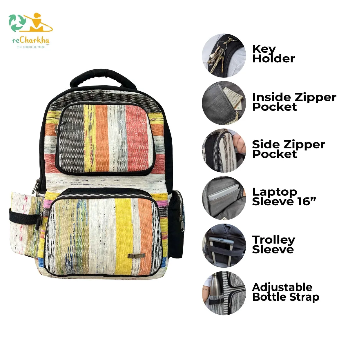 Upcycled Handwoven Commuter Backpack (CBP0324-119)