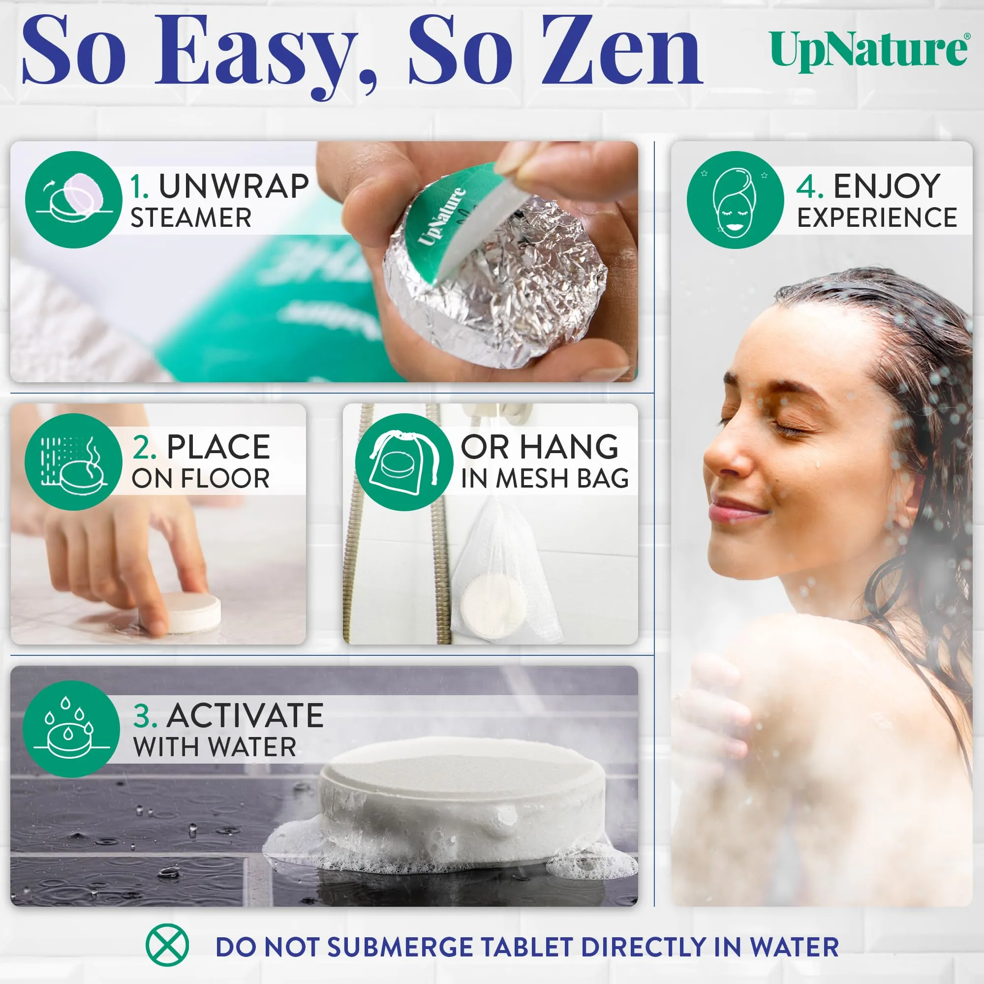 UpNature Shower Steamers Aromatherapy, Breathe 12pcs - Eucalyptus Shower Steamer with 100% Pure Natural Eucalyptus, Tea Tree & Peppermint Essential Oil Vapor Shower Tablets