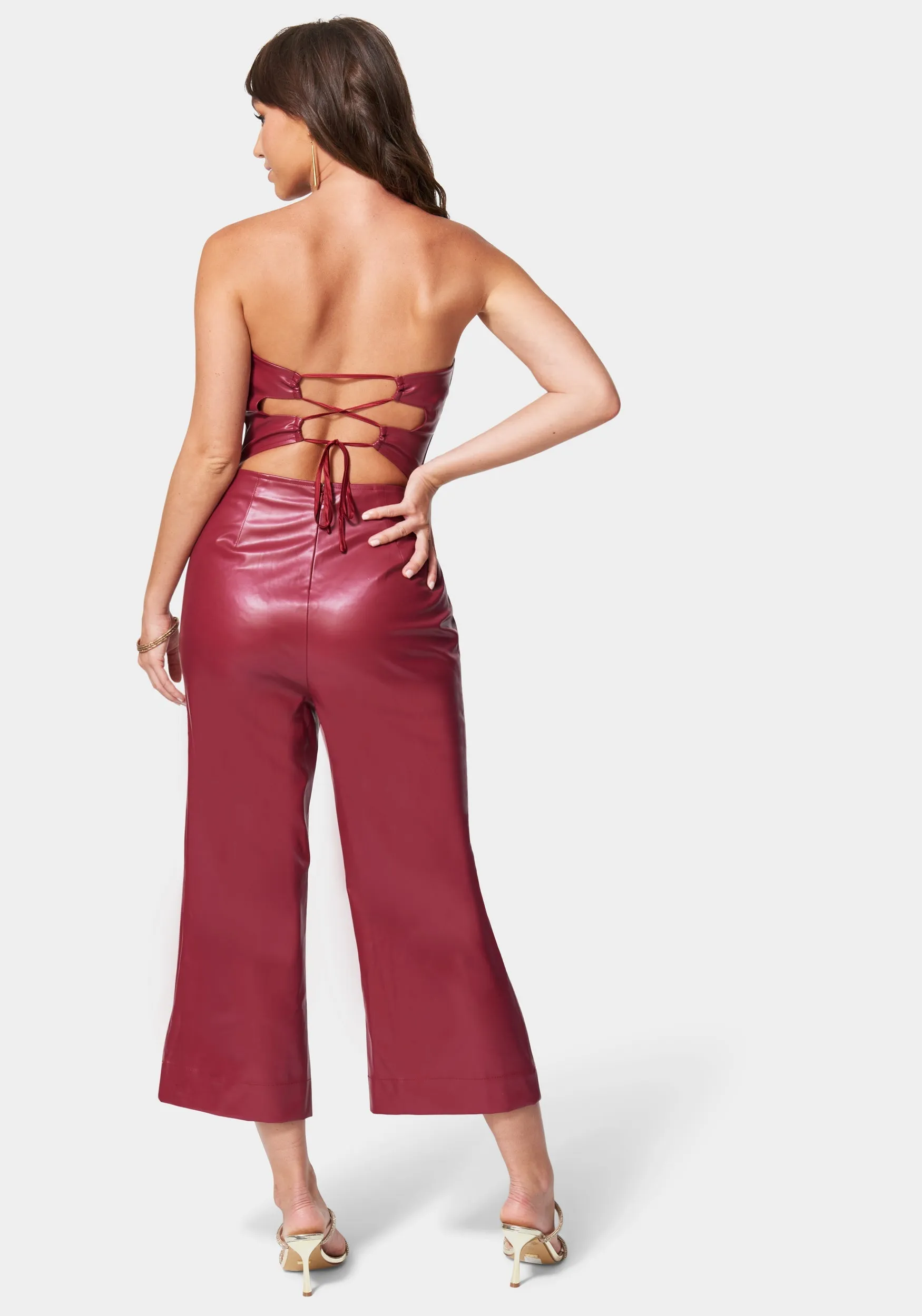 Vegan Leather Culotte Jumpsuit