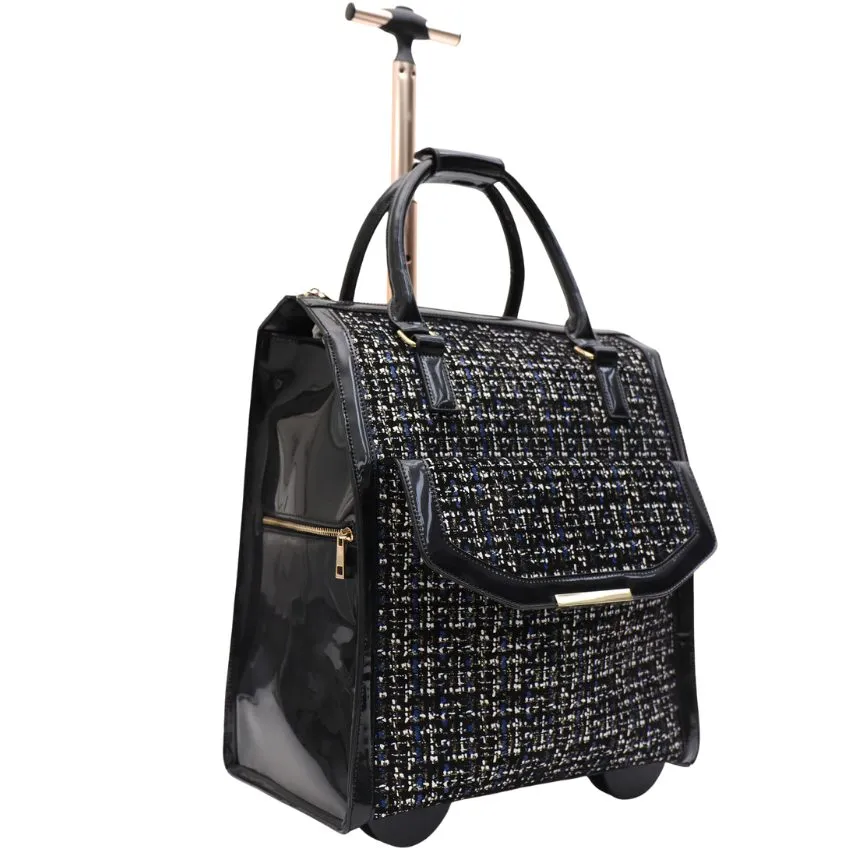 Vera May - Muscat 4 wheel checkered-Tartan overnight bag - Black