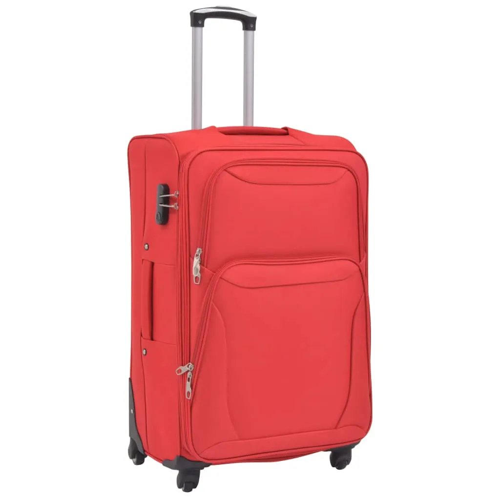 vidaXL 3 Piece Soft Case Trolley Set Red